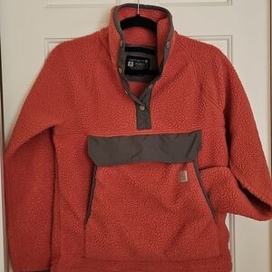 Orange Carhartt XS Pullover Fleece | Earthen Clay (Gray) Relaxed Fit  Womens